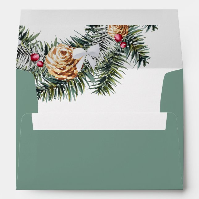 Merry and Bright Christmas Wreath Holiday Envelope (Back (Bottom))