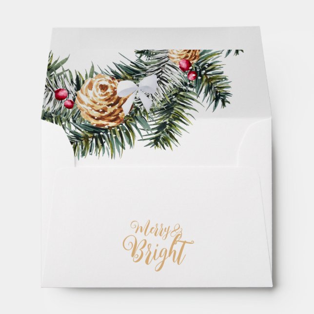 Merry and Bright Christmas Wreath Holiday Envelope (Back (Bottom))
