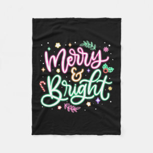 Merry And Bright Christmas Xmas Funny Family Chris Fleece Blanket