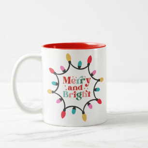 Merry and bright chritmas light Two-Tone coffee mug