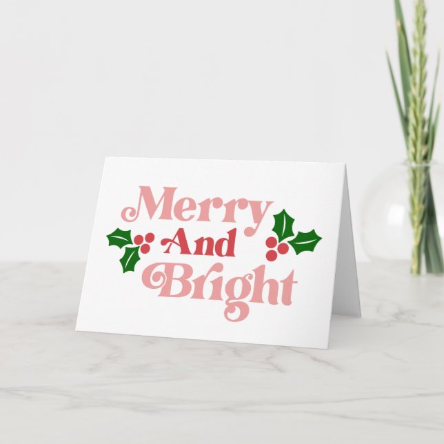 Merry and Bright - Classic Holiday Typography Card (Front)
