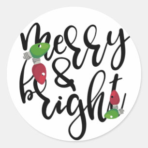 Merry and Bright Classic Round Sticker