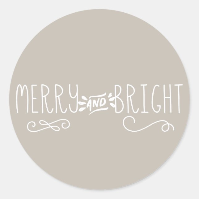 Merry and Bright Classic Round Sticker (Front)