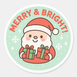 merry and bright classic round sticker