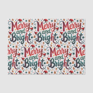 Merry and Bright Colorful Festive Retro Typography Tissue Paper