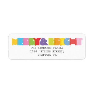 Merry And Bright Colorful Holidays Return Address