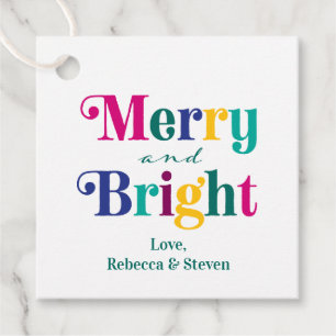 Merry and Bright Colourful Christmas Holiday Gift  Favour Tags