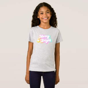 Merry and Bright Colourful Gradient Holiday T-Shirt