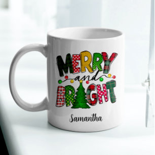 Merry and Bright Colourful Holiday Christmas Coffee Mug