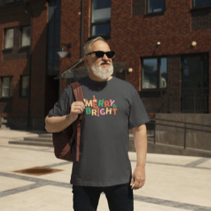 Merry and Bright Colourful Retro Typography 2 T-Shirt