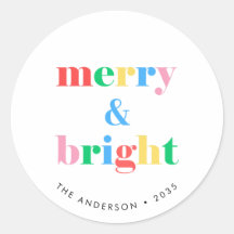 Merry and Bright Colourful Typography Christmas