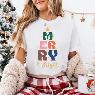 Merry and Bright Colourful Typography T-Shirt