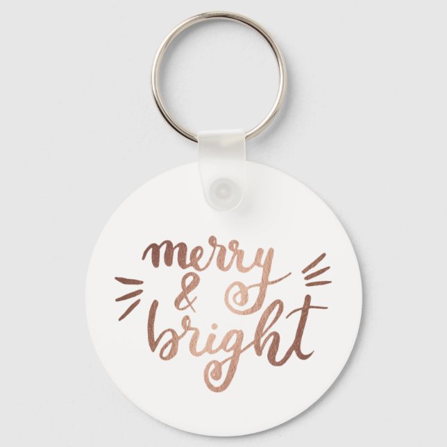 Merry and bright - copper key ring (Front)