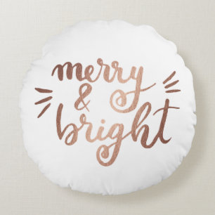 Merry and bright - copper round cushion