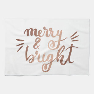 Merry and bright - copper tea towel