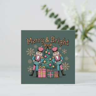 Merry and Bright Coquette Nutcracker Leopard Xmas Holiday Card