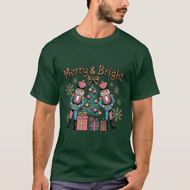 Merry and Bright Coquette Nutcracker Leopard Xmas T-Shirt (Front)