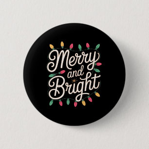 Merry And Bright Cosy Christmas Lights Glowing Hol 6 Cm Round Badge