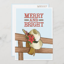 Merry And Bright Cowboy Hat with Flowers Christmas