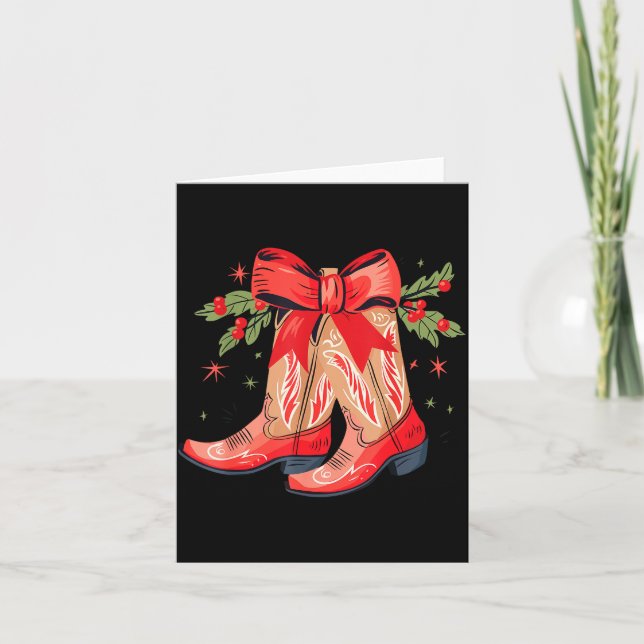 Merry And Bright Cowgirl Boot Christmas Western Co Card (Front)