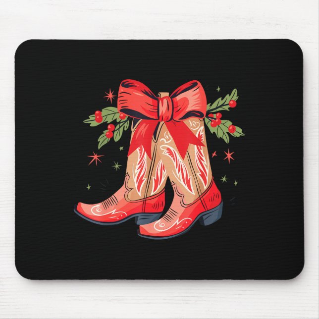 Merry And Bright Cowgirl Boot Christmas Western Co Mouse Mat (Front)