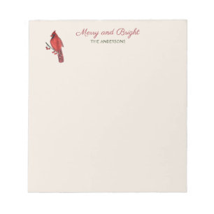 Merry and Bright Custom Cardinal Notepad