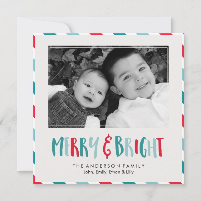 "Merry and Bright" Custom Photo Holiday Card (Front)