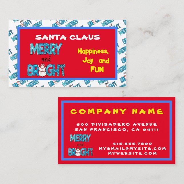 Merry And Bright Customise Business Card (Front/Back)