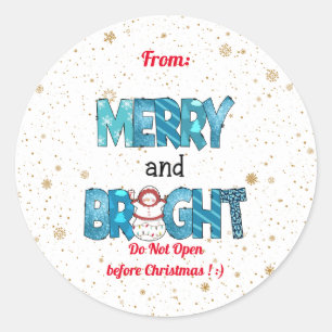 Merry And Bright Customise Classic Round Sticker
