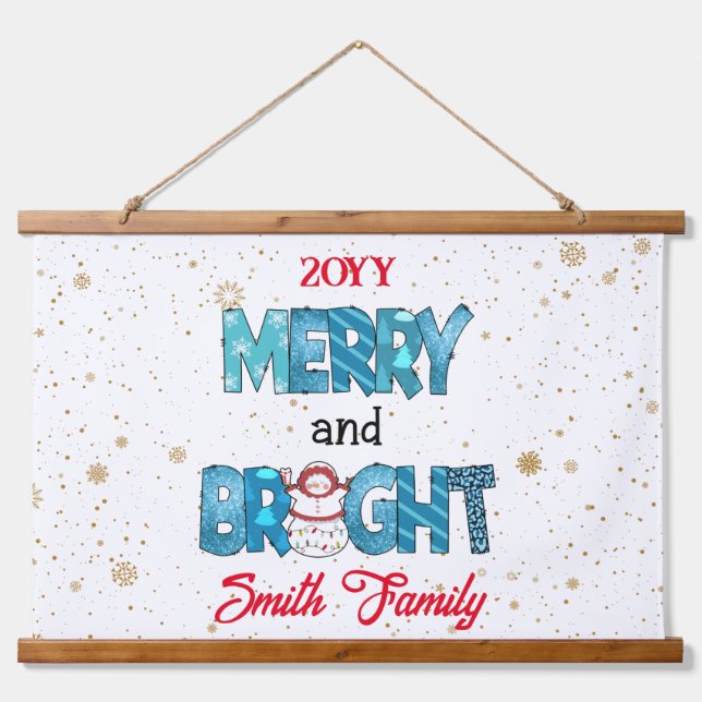 Merry And Bright Customise Hanging Tapestry (Front)
