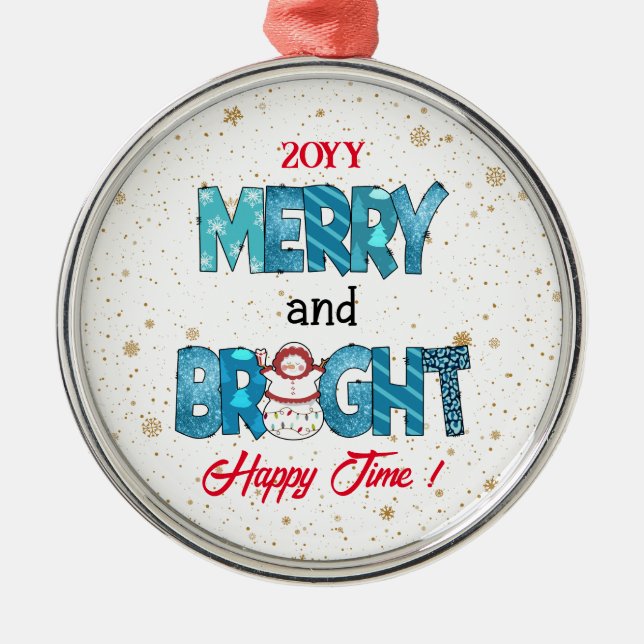 Merry And Bright Customise Metal Tree Decoration (Front)