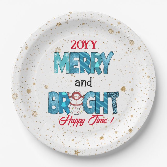 Merry And Bright Customise Paper Plate (Front)