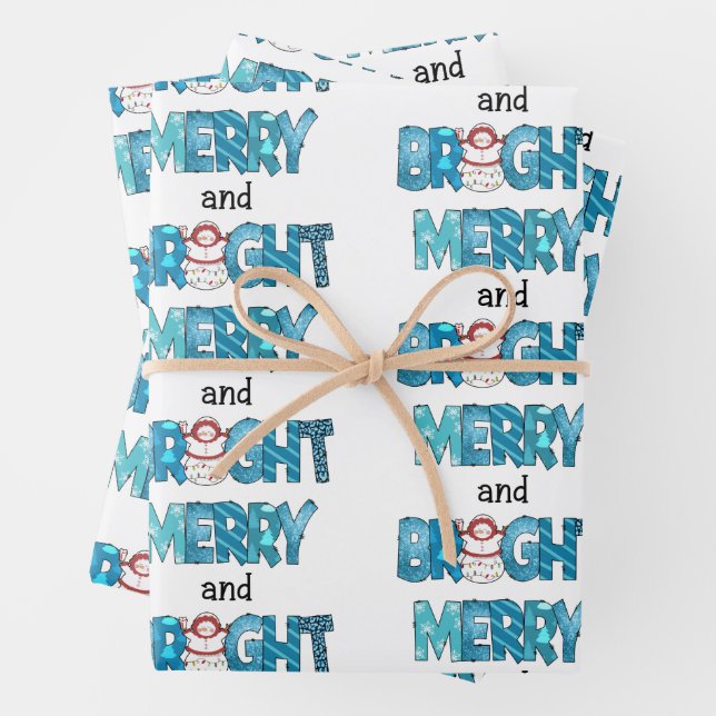 Merry And Bright Customise Wrapping Paper Sheet (In situ)