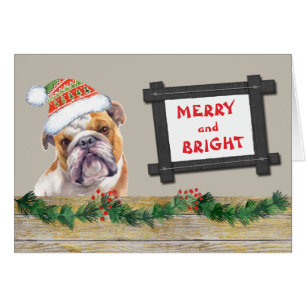 Merry and Bright Cute BullDog Christmas
