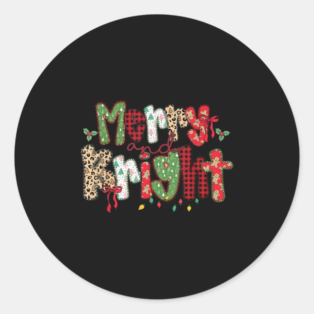 Merry And Bright Cute Christmas Holiday Coquette B Classic Round Sticker (Front)