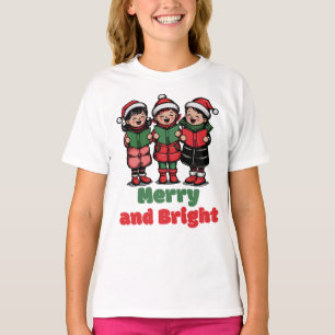 Merry and Bright, Cute Christmas Kids T-Shirt