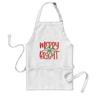 Merry and Bright Cute Christmas Standard Apron
