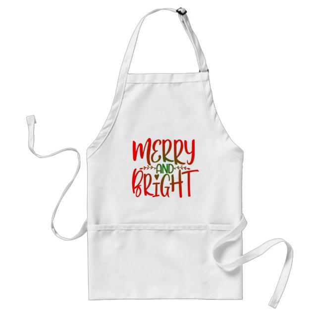Merry and Bright Cute Christmas Standard Apron (Front)