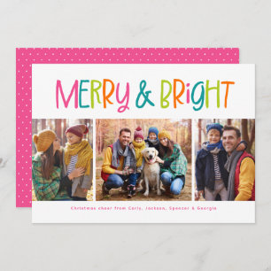 Merry and bright cute fun colourful Christmas phot Holiday Card