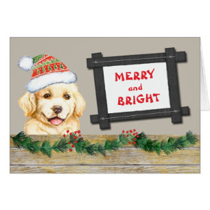 Merry and Bright Cute Golden Retriever Christmas