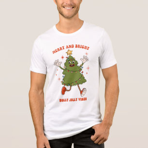 Merry and Bright - Dancing Christmas Tree Holiday  Tri-Blend Shirt