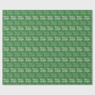 "Merry and Bright" Dark Green Christmas Wrapping Paper