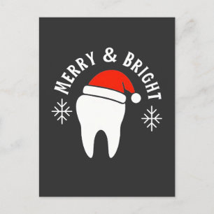Merry and Bright Dental Dentist Christmas Announcement Postcard