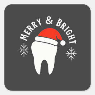 Merry and Bright Dental Dentist Christmas Square Sticker