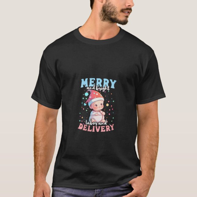 Merry And Bright Design Christmas L D Nurse V Neck T-Shirt (Front)