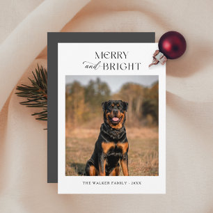 Merry and Bright Dog Photo Christmas Holiday Card