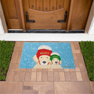 Merry and Bright Dogs Christmas Doormat