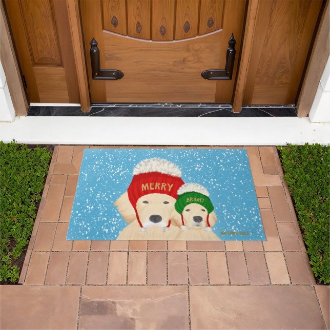 Merry and Bright Dogs Christmas Doormat (Outdoor)