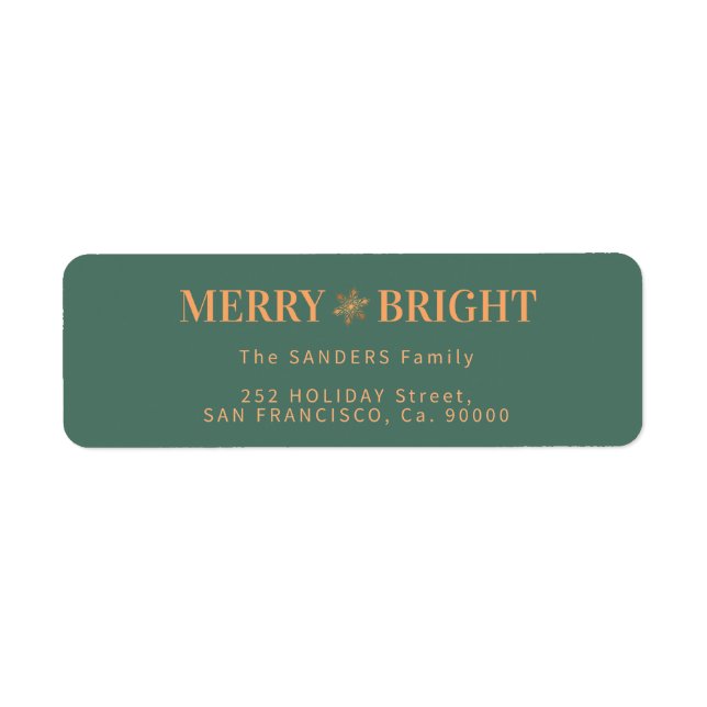Merry and Bright elegant Christmas return address (Front)