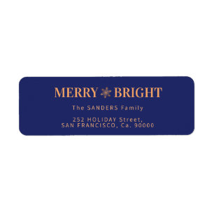 Merry and Bright elegant Christmas return address